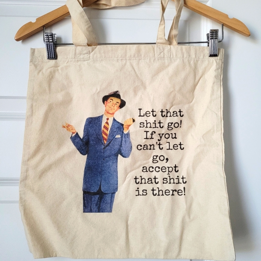 Retro inspired cotton tote bag, humorous